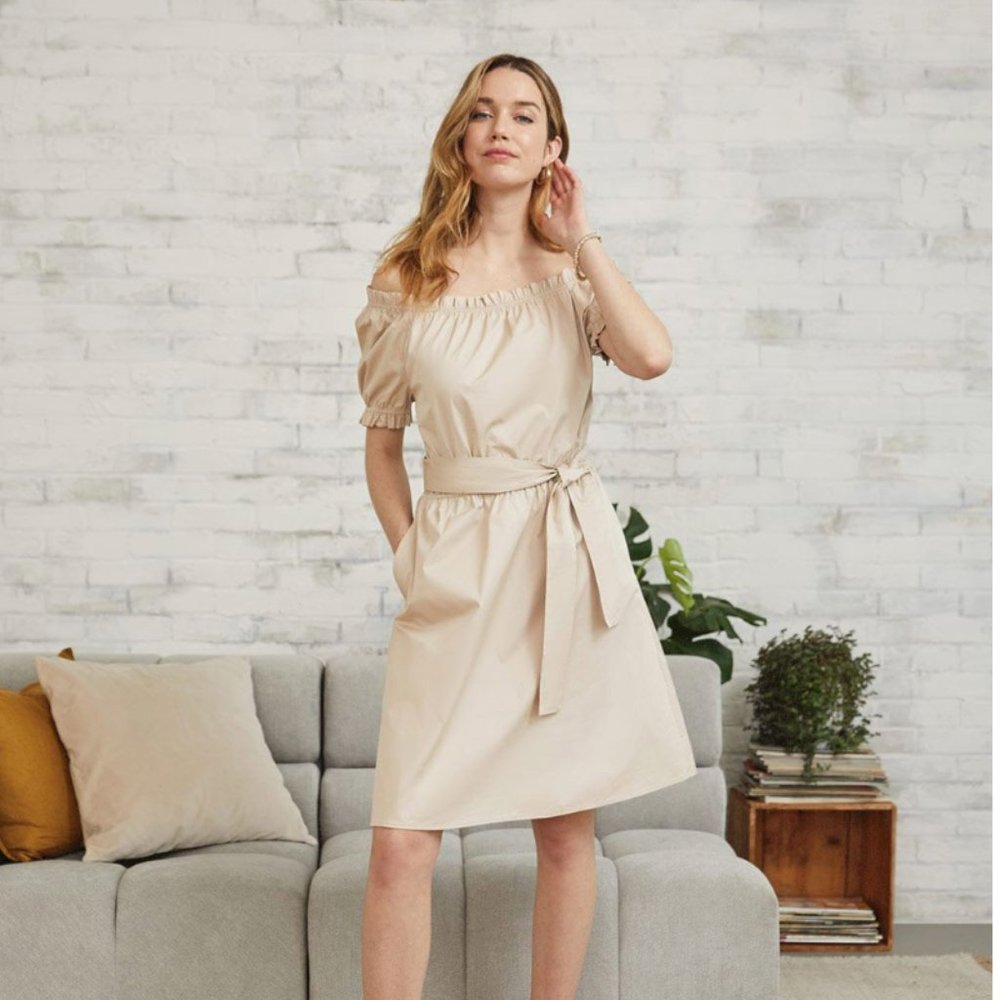 NWT RW&Co. Sateen Cotton Puffy Sleeves Dress